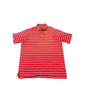 FootJoy FJ Golf Polo‎ Shirt XL Red Striped Performance Short Sleeve Men’s